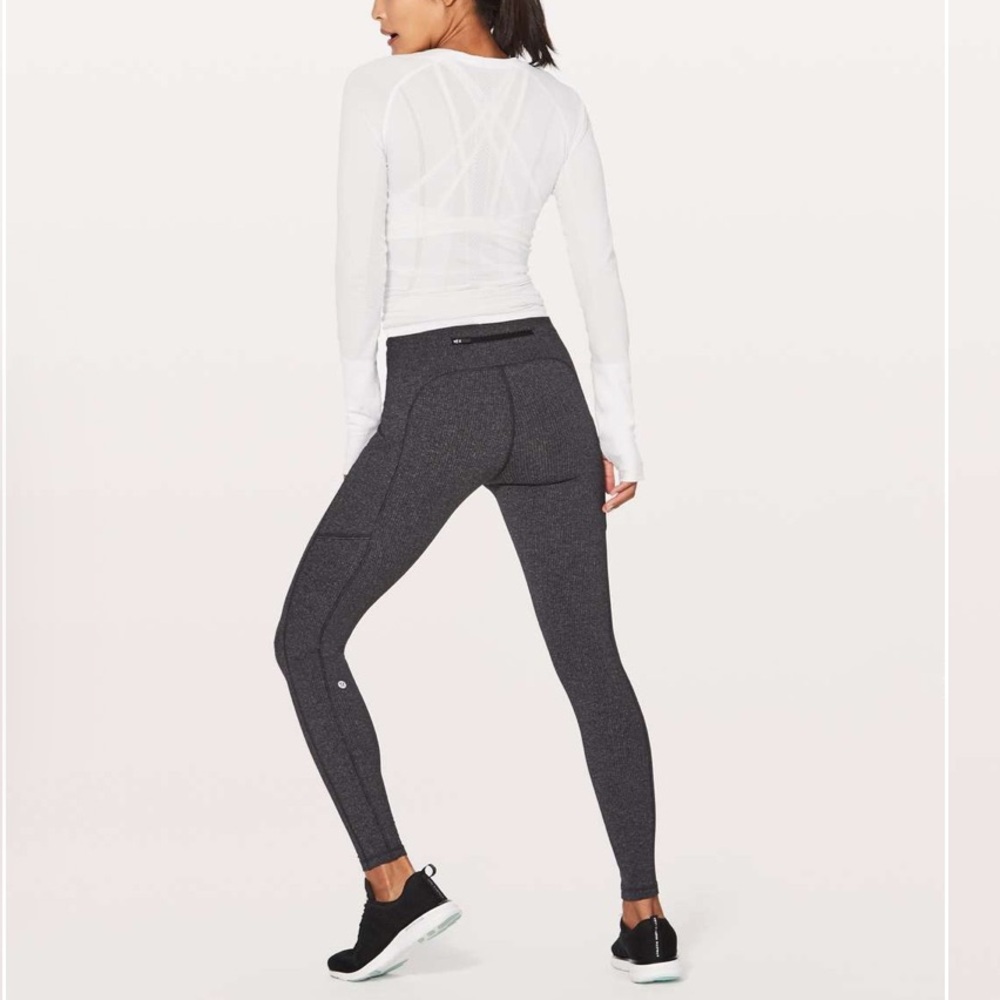 Lululemon Luxstreme Variegated Knit Heathered Black Speed Up Tight